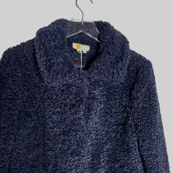 Boden Kemble Teddy Boucle Jacket Navy Blue UK 18 US size 14 snap front NWT - Picture 2 of 9